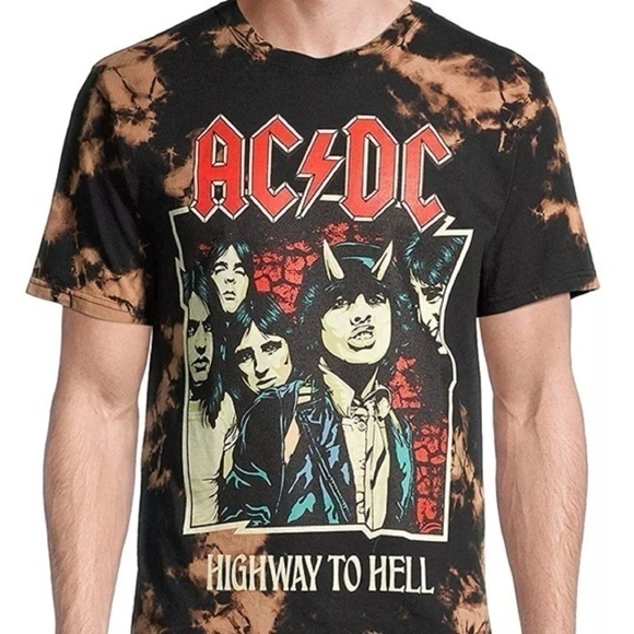 AC/DC | Shirts | Acdc Highway To Hell Mens Large Tshirt Tyedye Bleach ...